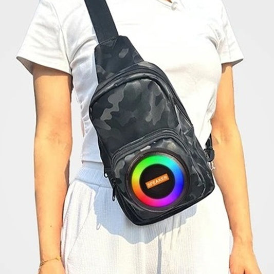 MTech Stylish Sling Bag With Built-In RGB Speaker (USB, Aux, SD, Type-C)