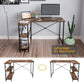 MFurn L-Shaped Computer Desk with Storage Shelves – Reversible Corner Workstation
