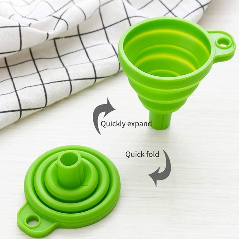 MHome Silicone Collapsible Funnel – Food Grade Foldable Kitchen Funnel