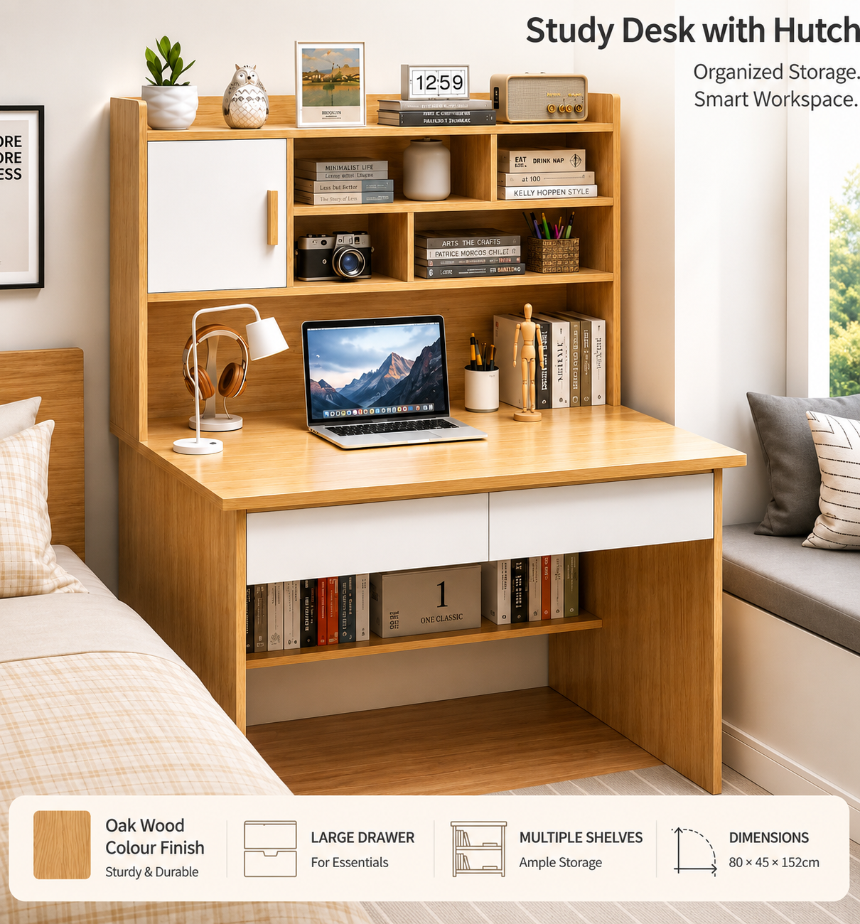 MFurn Multi-Storage Office Desk With Hutch