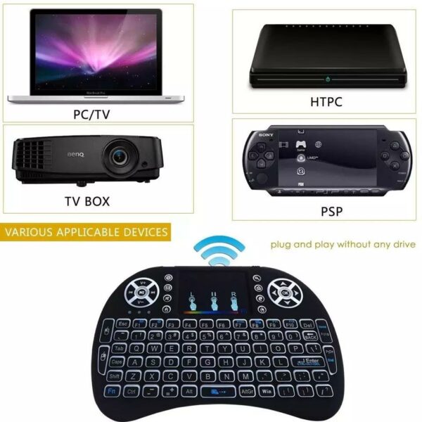 Mini Wireless Keyboard Rechargeable LED Backlit Air Mouse