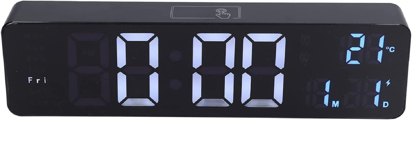 Rechargeable 25.5cm LED Digital Alarm Clock With Temperature+Day+Month And Date