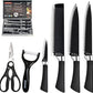 MHome Sharp 6-Piece Stainless Steel Kitchen Knife Set – Black