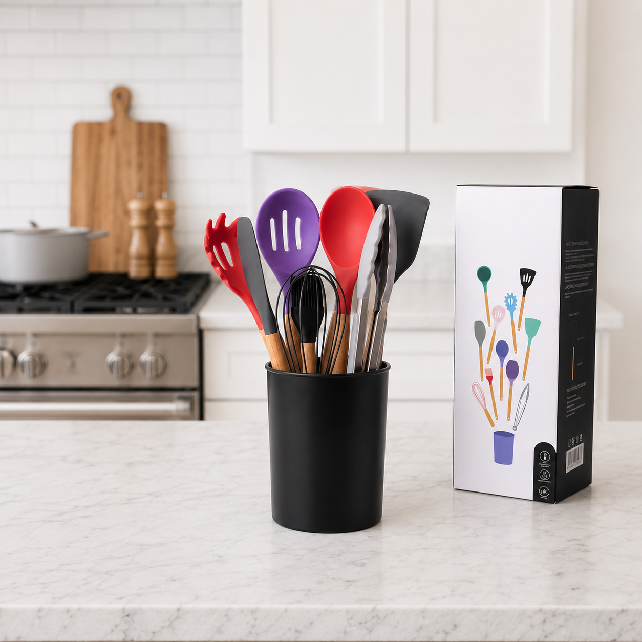 MFurn 12-Piece Premium Silicone Kitchen Utensil Set With Holder