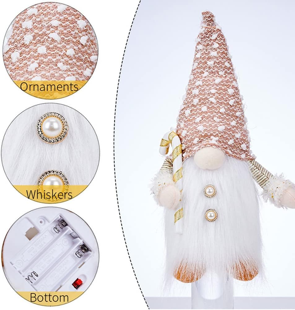 Christmas Gnome with LED Lights, 30 cm Plush Swedish Tomte Elf Doll, Battery-Operated Holiday Decoration