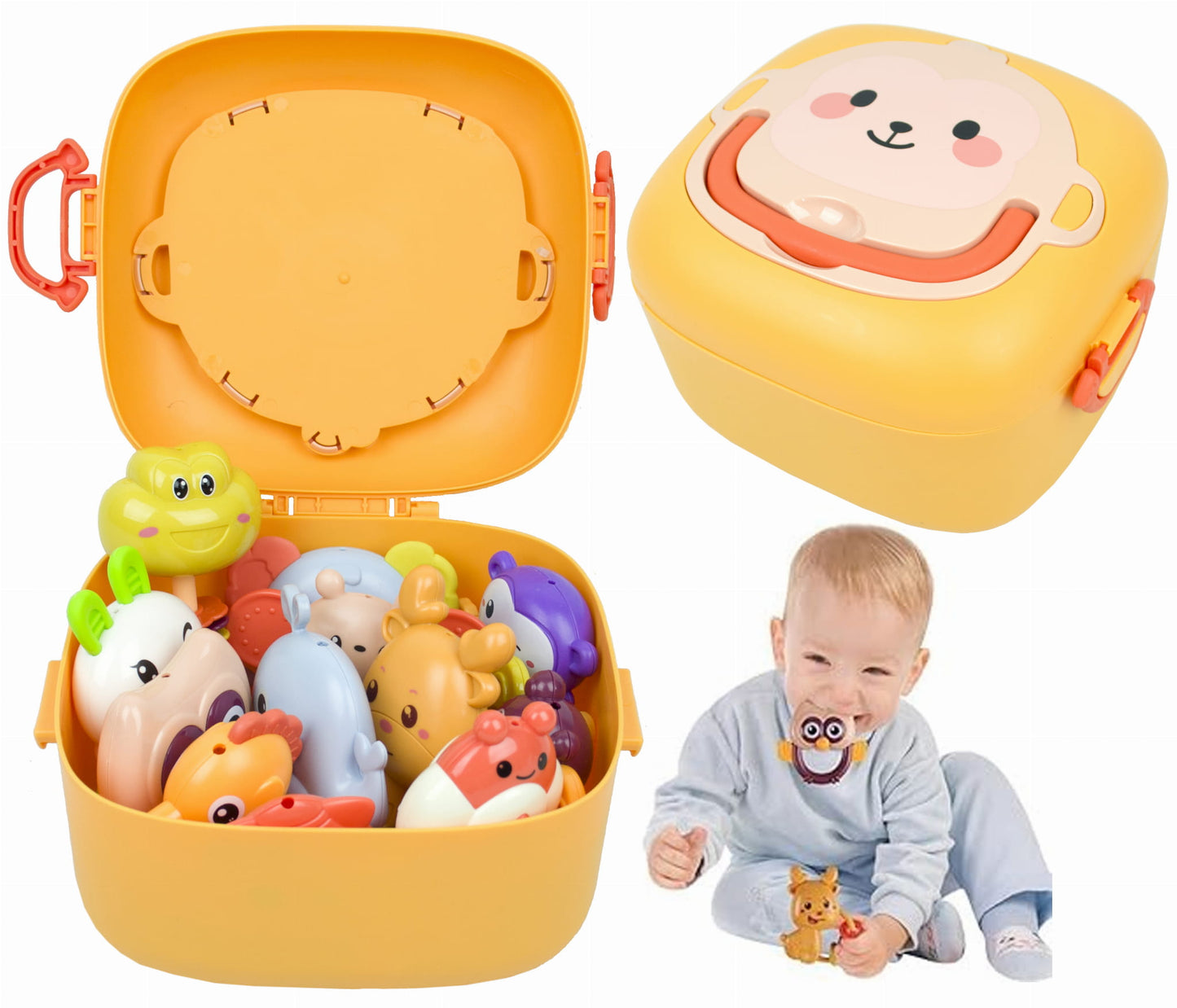 12-Piece Baby Rattles & Teethers Set with Storage Case – Sensory Toys for Newborns (0+ Months)