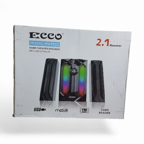 ECCO MV9922 2.1 Channel Home Theatre Speaker System with USB, FM Radio & LED Lights
