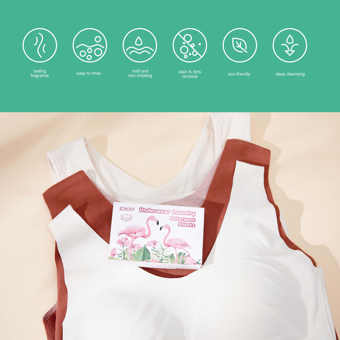 KELEE Underwear Detergent Sheets – 20pcs | Baby-Safe, Deep Cleaning Laundry Strips