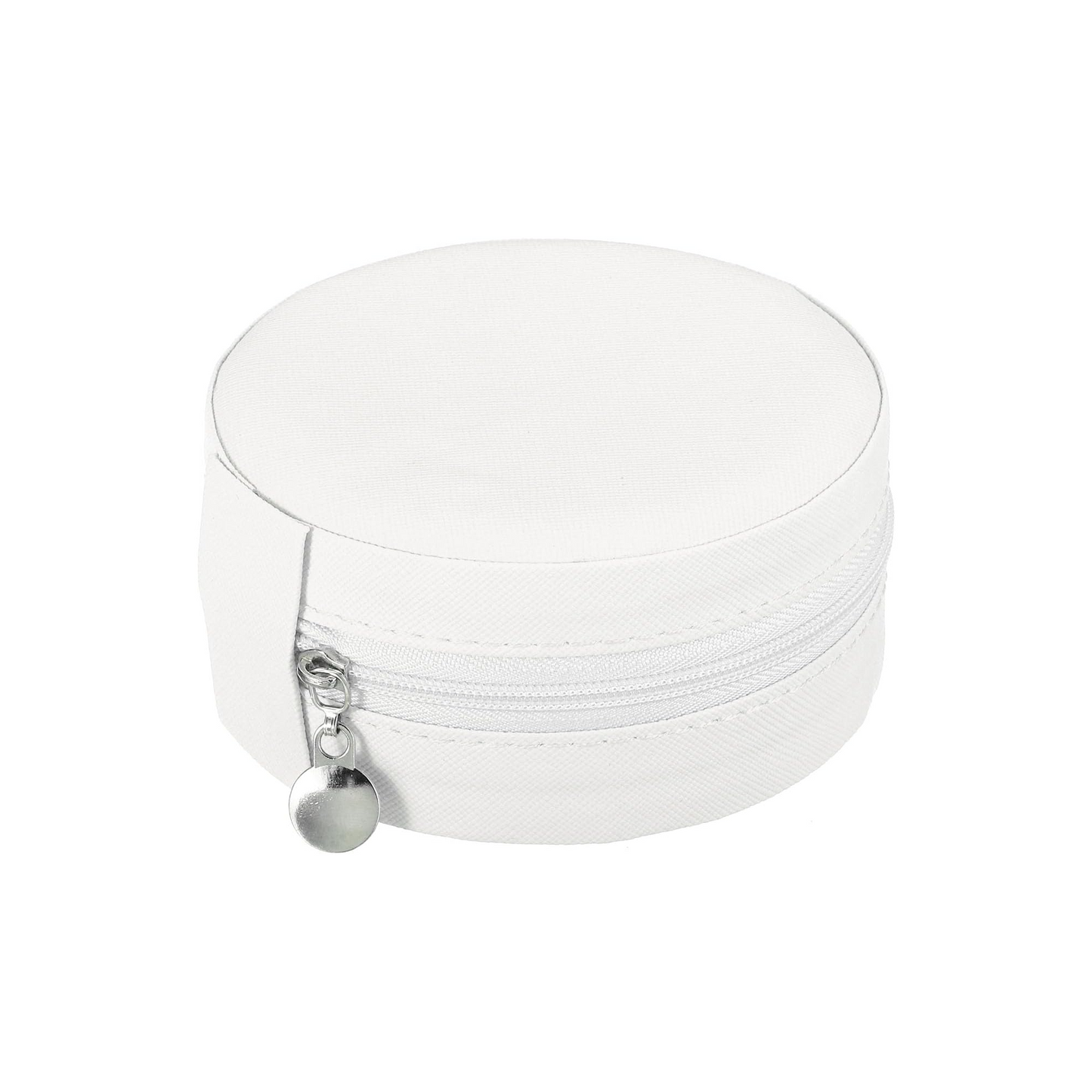 Travel Jewelry Case for Women – Small Round Faux Leather Organizer for Rings, Earrings & Necklaces