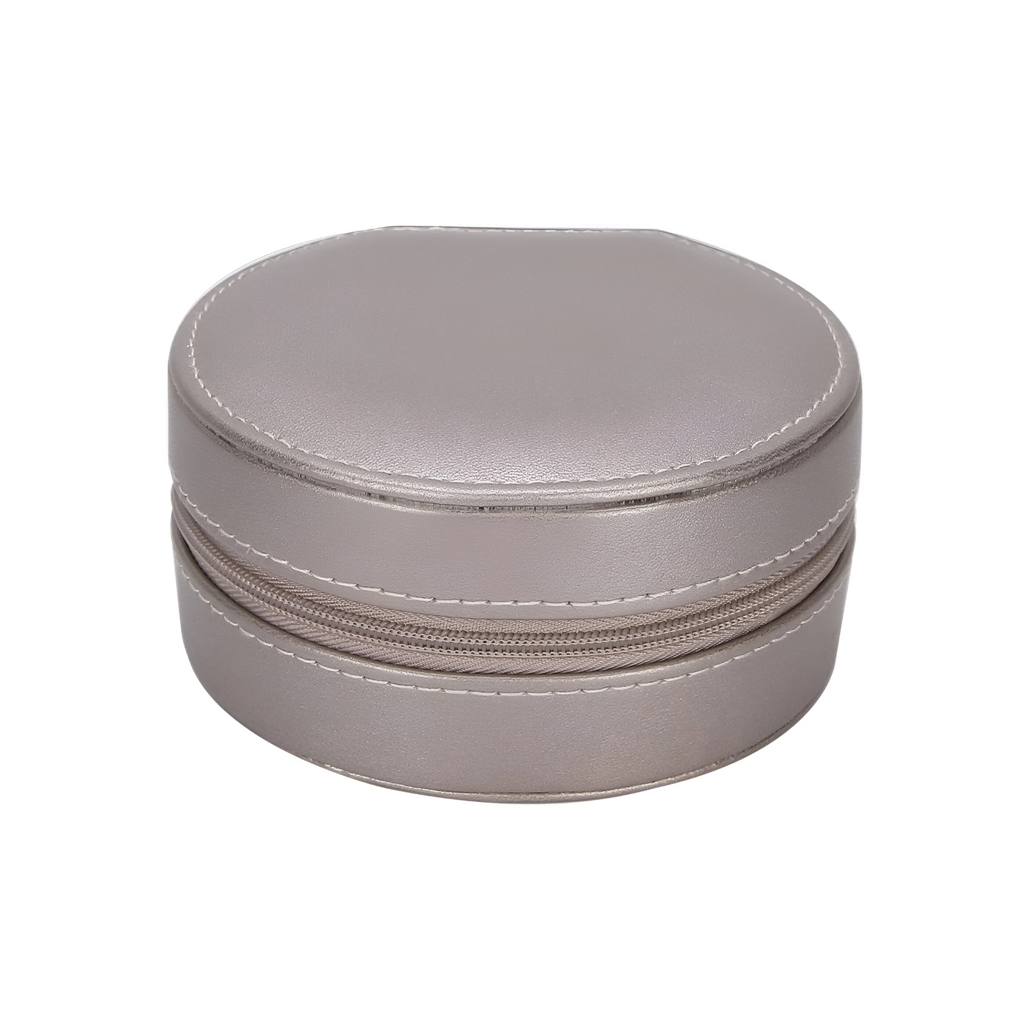 Travel Jewelry Case for Women – Small Round Faux Leather Organizer for Rings, Earrings & Necklaces