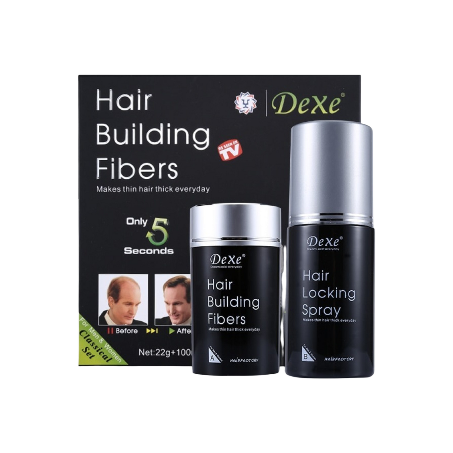 Hair Building Fibers 22g+100ml Hair Locking Spray -  For Men & Women