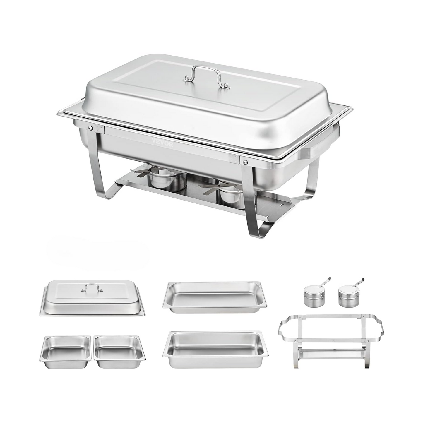 Stainless Steel Chafing Dish 10L – Double Tray Buffet Food Warmer with 2 Burners