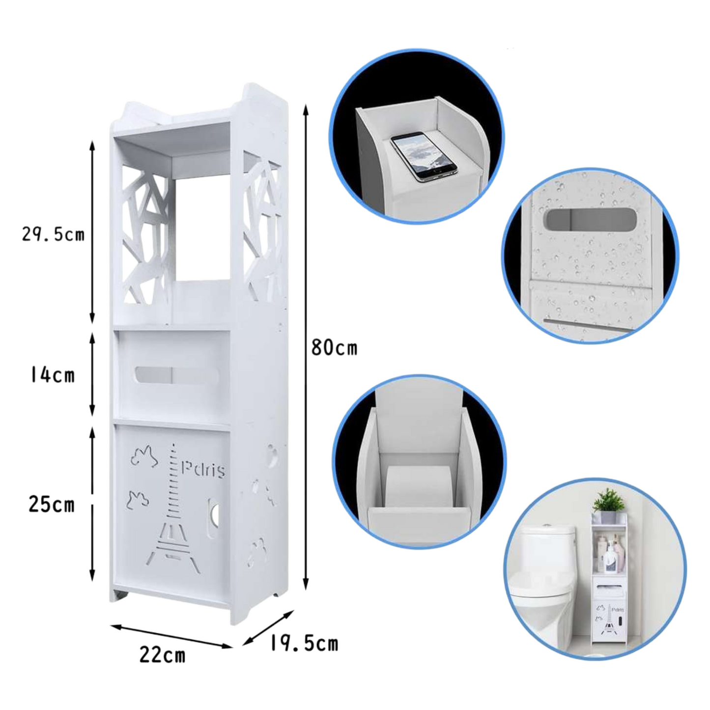MHome Paris Themed Bathroom Organiser Rack