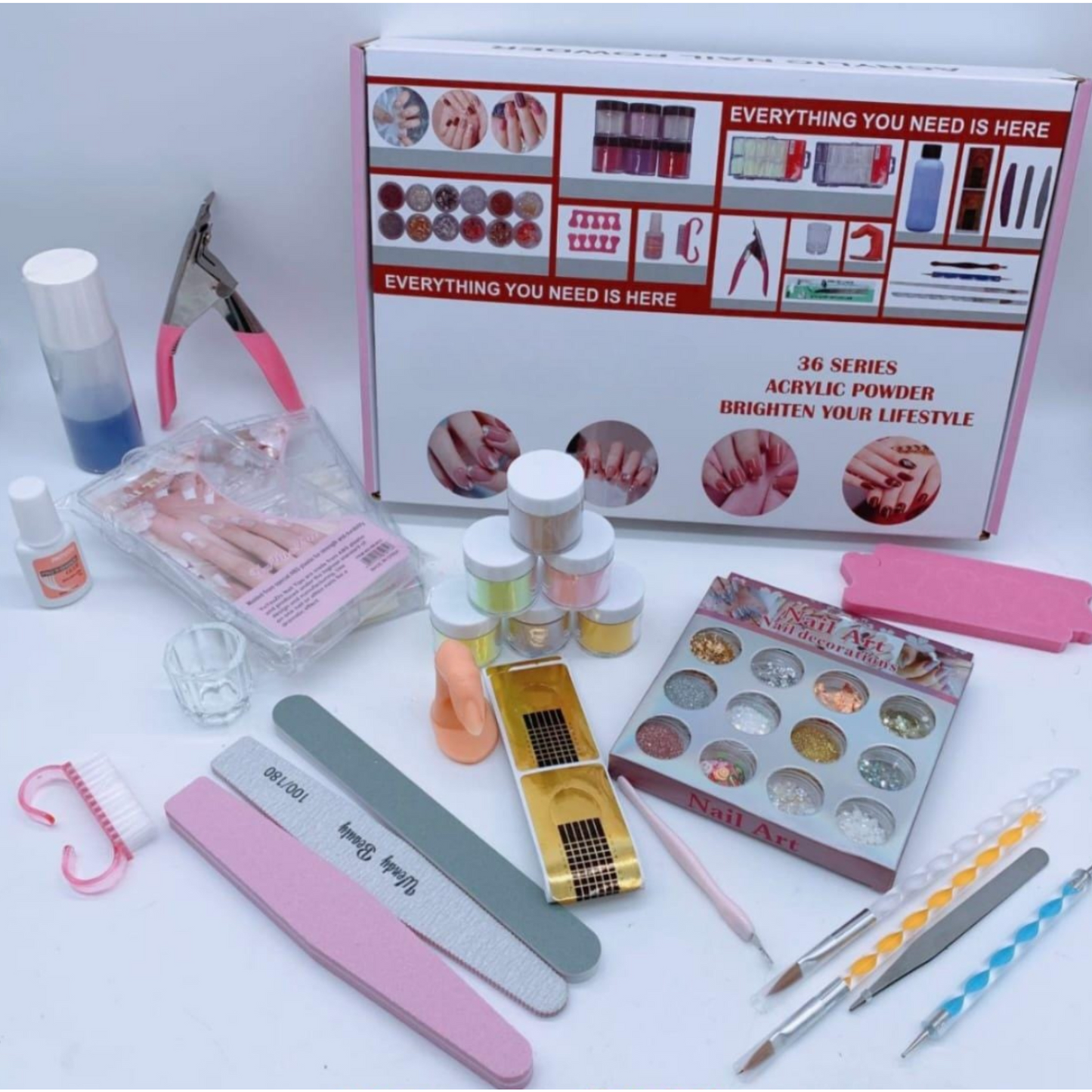 36 Series Acrylic Nail Starter Kit – Complete Professional Acrylic Nail Set with Nail Tips, Acrylic Powders, Nail Art Tools & Accessories