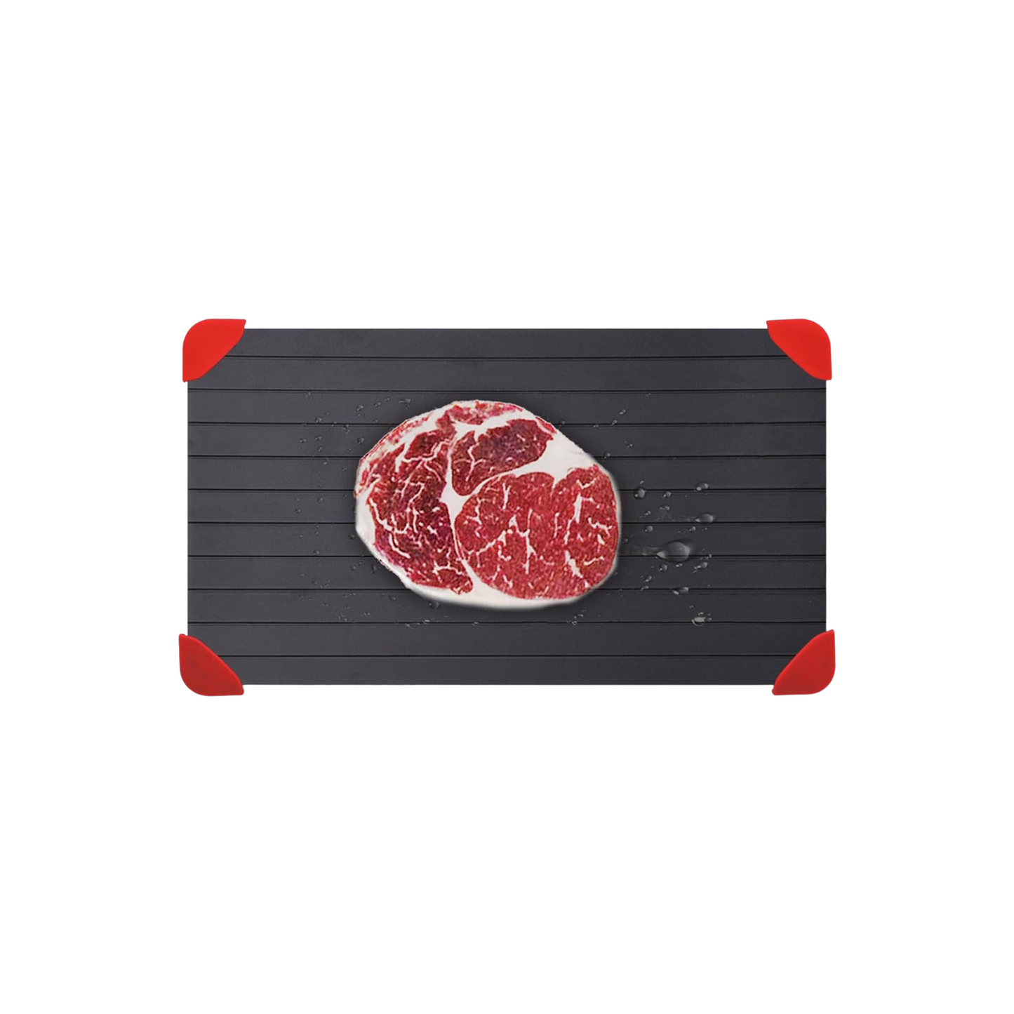 Rapid Defrosting Tray for Frozen Meat – Large Aluminum Thawing Plate with Silicone Corners