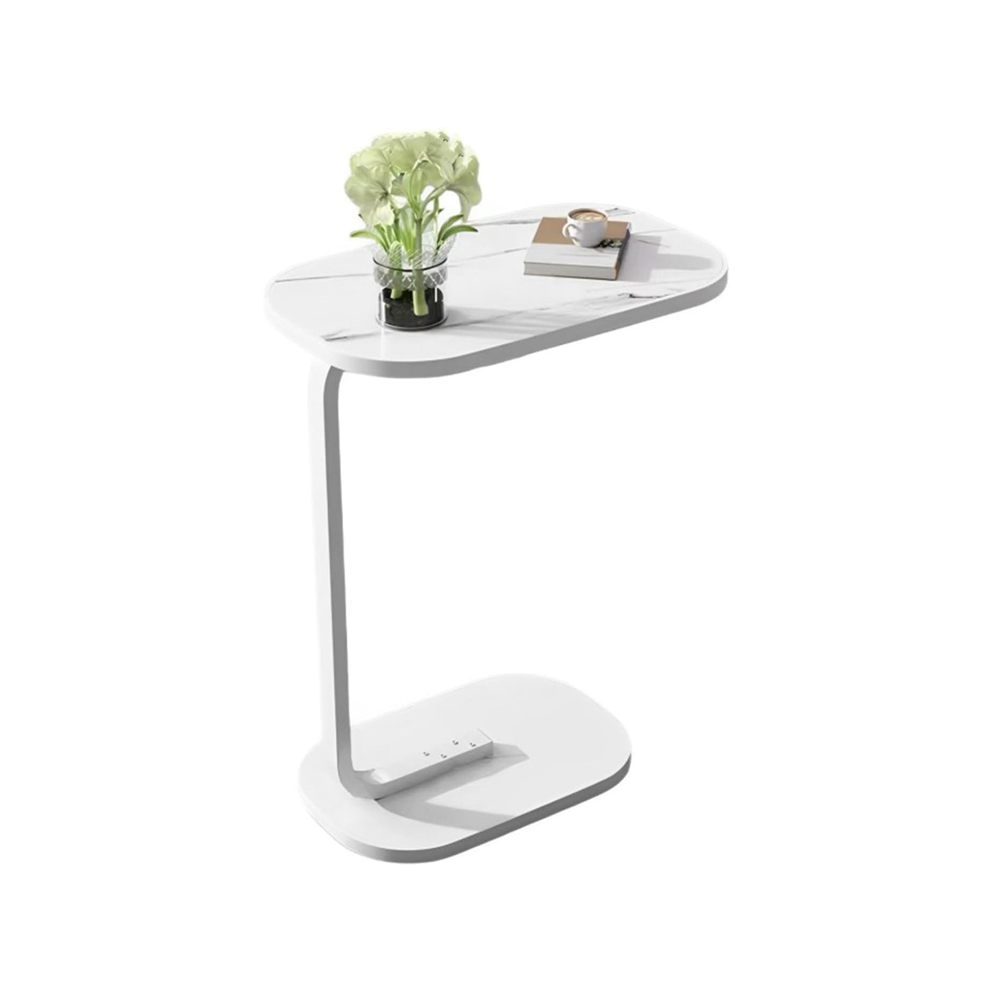 MFurn C-Shaped Side Table – Modern Narrow Coffee Table with Metal Frame for Small Spaces