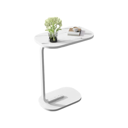 MFurn C-Shaped Side Table – Modern Narrow Coffee Table with Metal Frame for Small Spaces