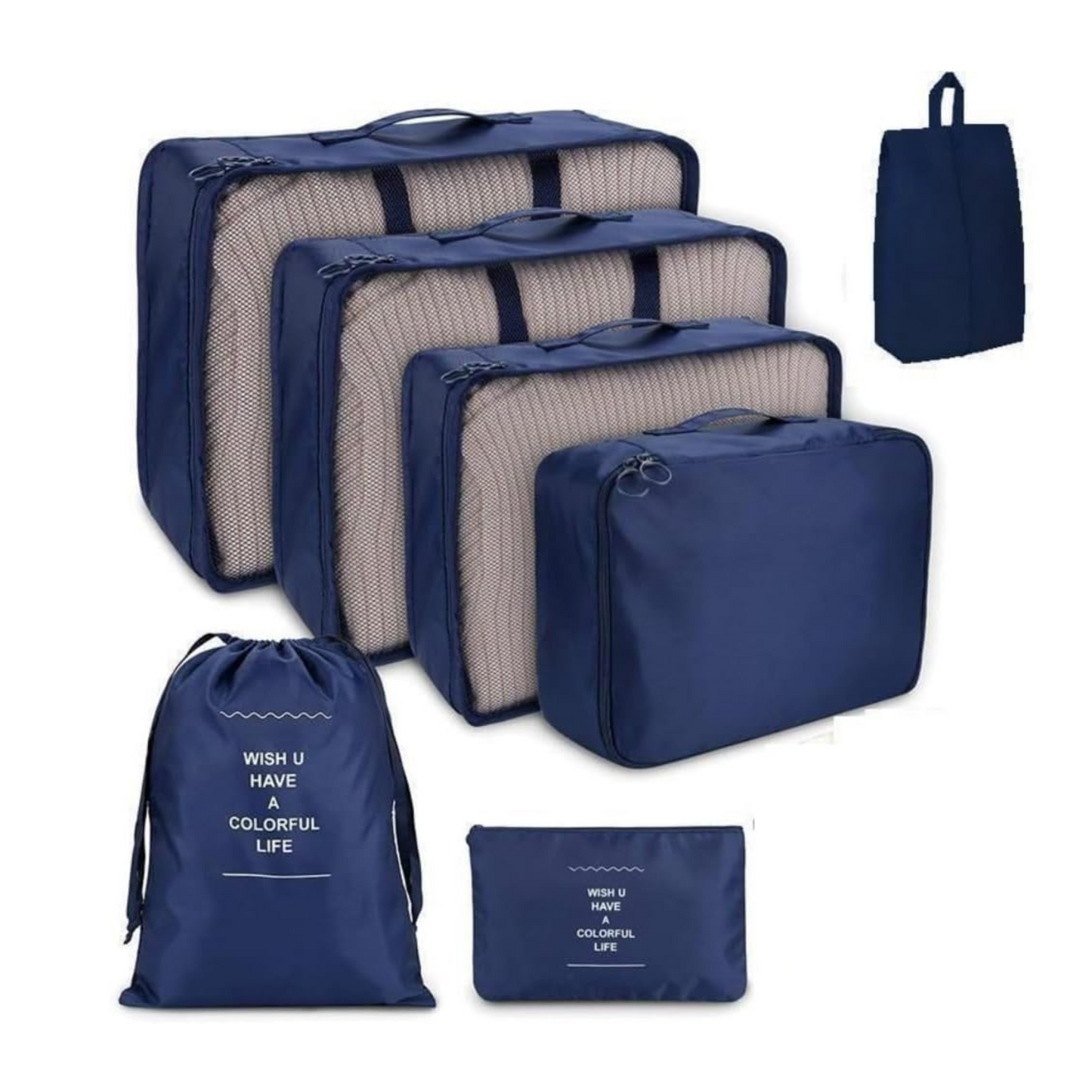 MHome 7-Piece Travel Organizer Set – Waterproof Packing Cubes for Clothes, Shoes & More