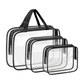 Pack of 3 Transparent Travel Toiletry Bags – 1 Litre PVC Clear Cosmetic Bags for Liquids, Hand Luggage & Airport Security – Waterproof & Zippered