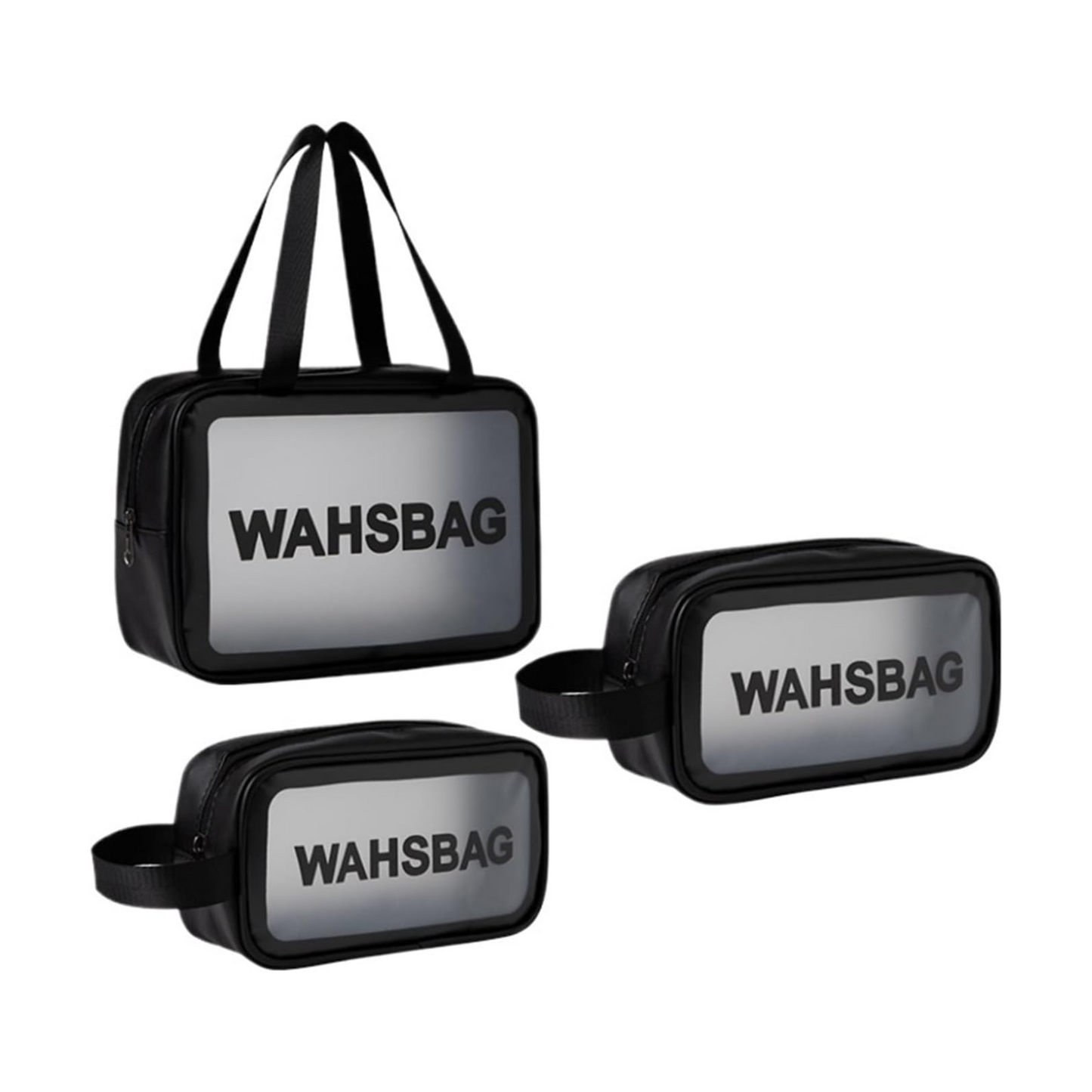 3-Piece Transparent Waterproof Toiletry & Cosmetic Travel Bag Set – Clear Zipper Organiser for Makeup & Essentials