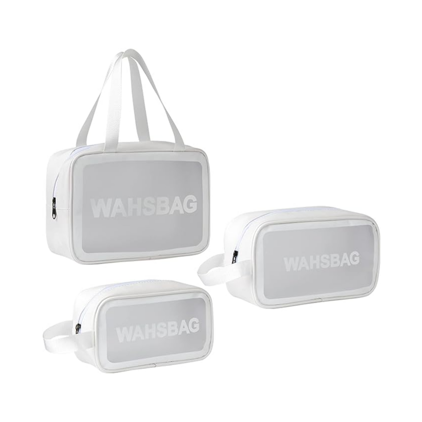 3-Piece Transparent Waterproof Toiletry & Cosmetic Travel Bag Set – Clear Zipper Organiser for Makeup & Essentials