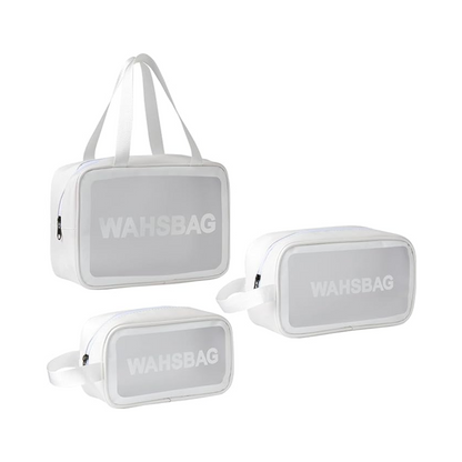 3-Piece Transparent Waterproof Toiletry & Cosmetic Travel Bag Set – Clear Zipper Organiser for Makeup & Essentials