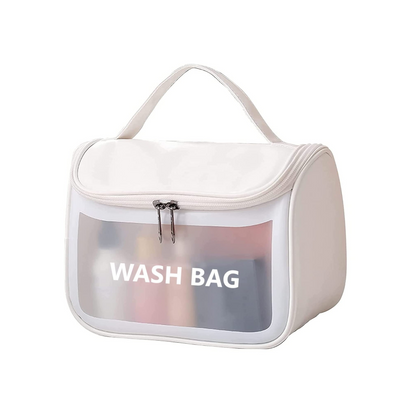 Waterproof PVC Hanging Toiletry Organizer Bag – Travel Cosmetic & Shower Kit with Hook and Handle