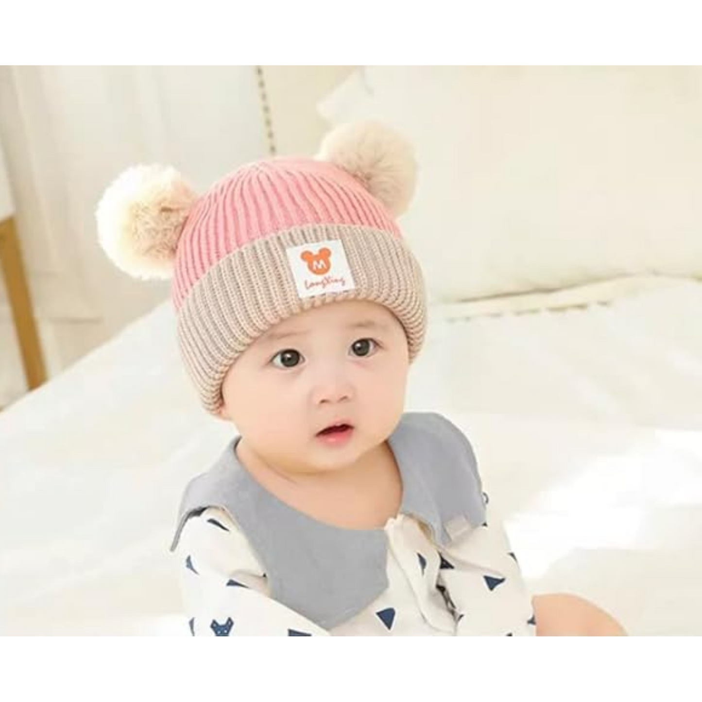 Baby Toddler Warm Fluffy Beanie Hat & Scarf Set – Winter Woolen Cap for Boys & Girls