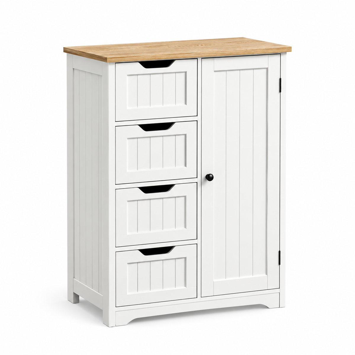 MHome White Storage Cabinet with 4 Drawers & Side Door