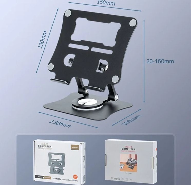 MTech Aluminium Tablet & Computer Stand – 360° Rotary Adjustable Support