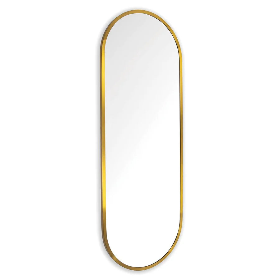 Modern Brushed Gold Aluminium Oval Wall Mirror