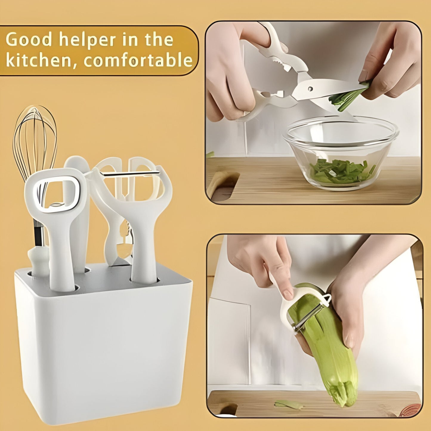 MHome 6-Piece Kitchen Utensil Set with Storage Caddy – Ergonomic Cooking Essentials