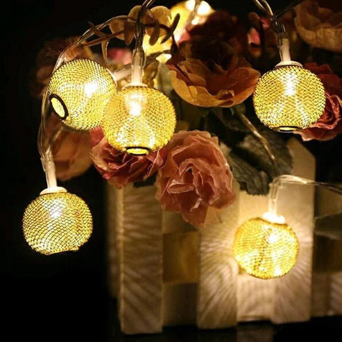 Golden Metal Ball String Light - Fairy Lights