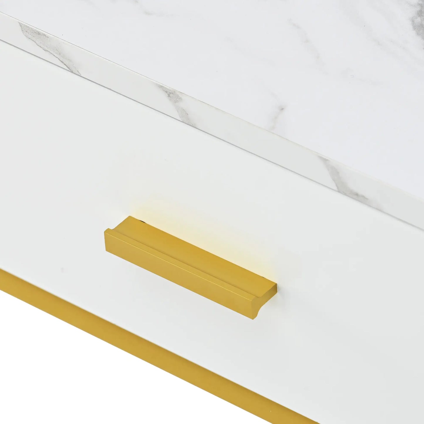 MFURN Set of 2 Nesting Modern Coffee Tables – Gold Metal Frame & Spacious Marble-Effect Surface