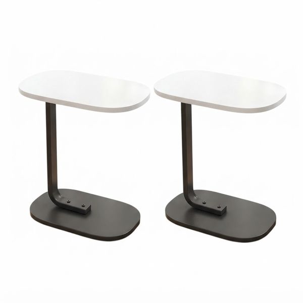 MFurn C-Shaped Side Table 2-Pack – Modern Narrow Sofa & Bed Coffee Tables with Metal Frame