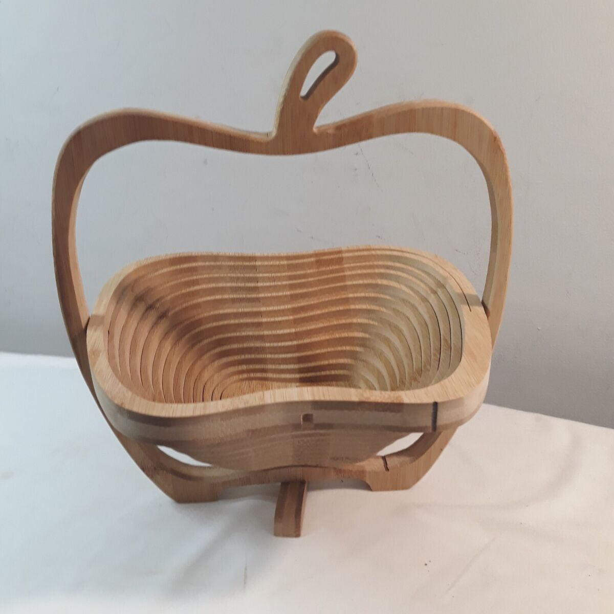 Apple Shape Foldable Wood Fruit Basket