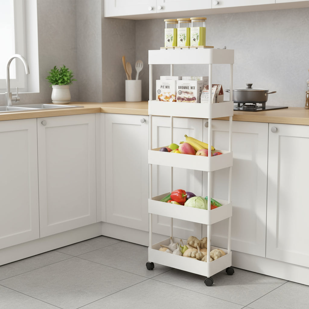 MHome Accessible 3, 4, Or 5-Tier Slim Rolling Storage Cart With Wheels
