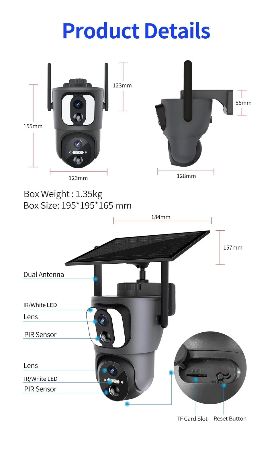 MTech Dual Lens 2MP Solar Security Camera – Full Colour Night Vision & Wi-Fi