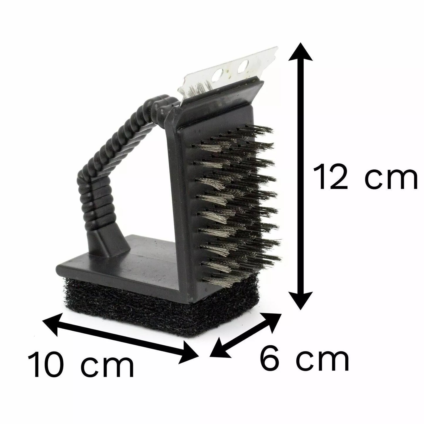 MHome 3-in-1 Silver Effect Stainless Steel Grill Cleaning Brush – All-in-One BBQ Tool