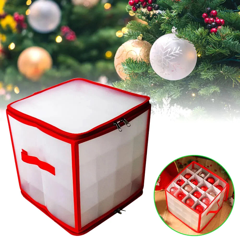 MHome Christmas Ornament Storage Box – Red Trim
