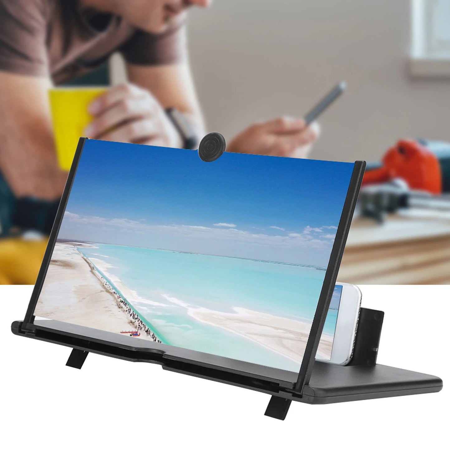 MTech Phone Screen Magnifier Enlarger – Foldable Mobile Screen Amplifier Stand for Movies, Reading & Gaming