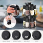 MHome Spice Rack with 12 Spice Jars – Stainless Steel Stand, Adjustable Salt & Pepper Shakers
