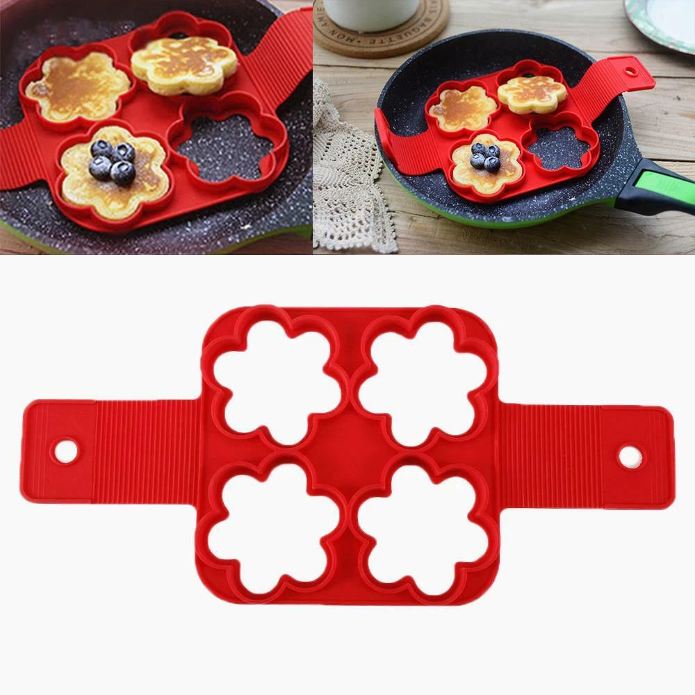 MHome Nonstick Silicone Pancake & Egg Mould – 4-Star Shape