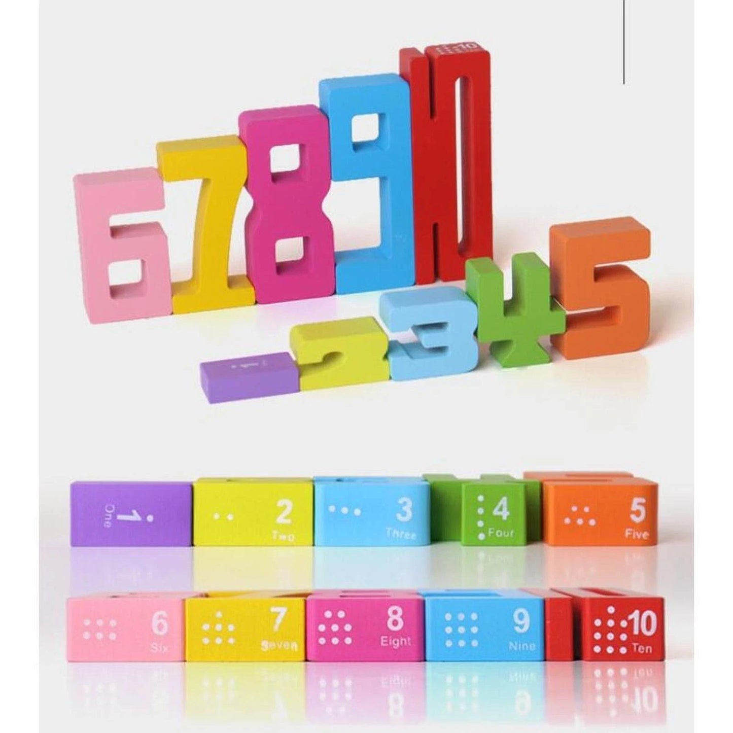 Montessori Wooden Number Building Blocks for Kids | STEM Learning & Number Recognition Toys