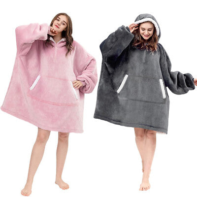 Oversized Sherpa Fleece Hoodie Blanket Wearable Blanket for Adults - Various Colours