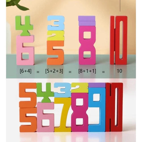 Montessori Wooden Number Building Blocks for Kids | STEM Learning & Number Recognition Toys