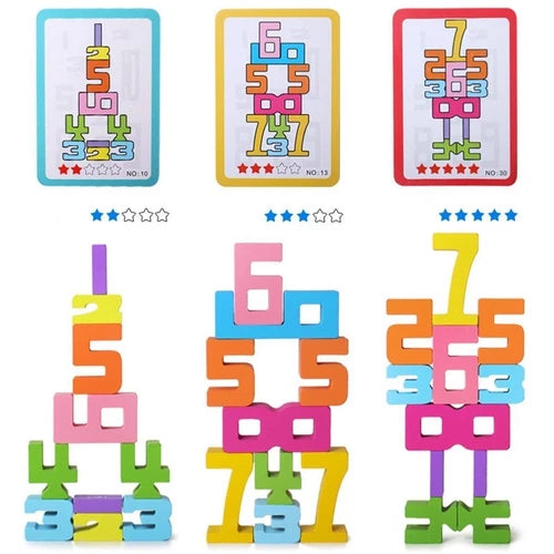 Montessori Wooden Number Building Blocks for Kids | STEM Learning & Number Recognition Toys