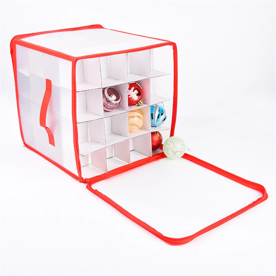 MHome Christmas Ornament Storage Box – Red Trim