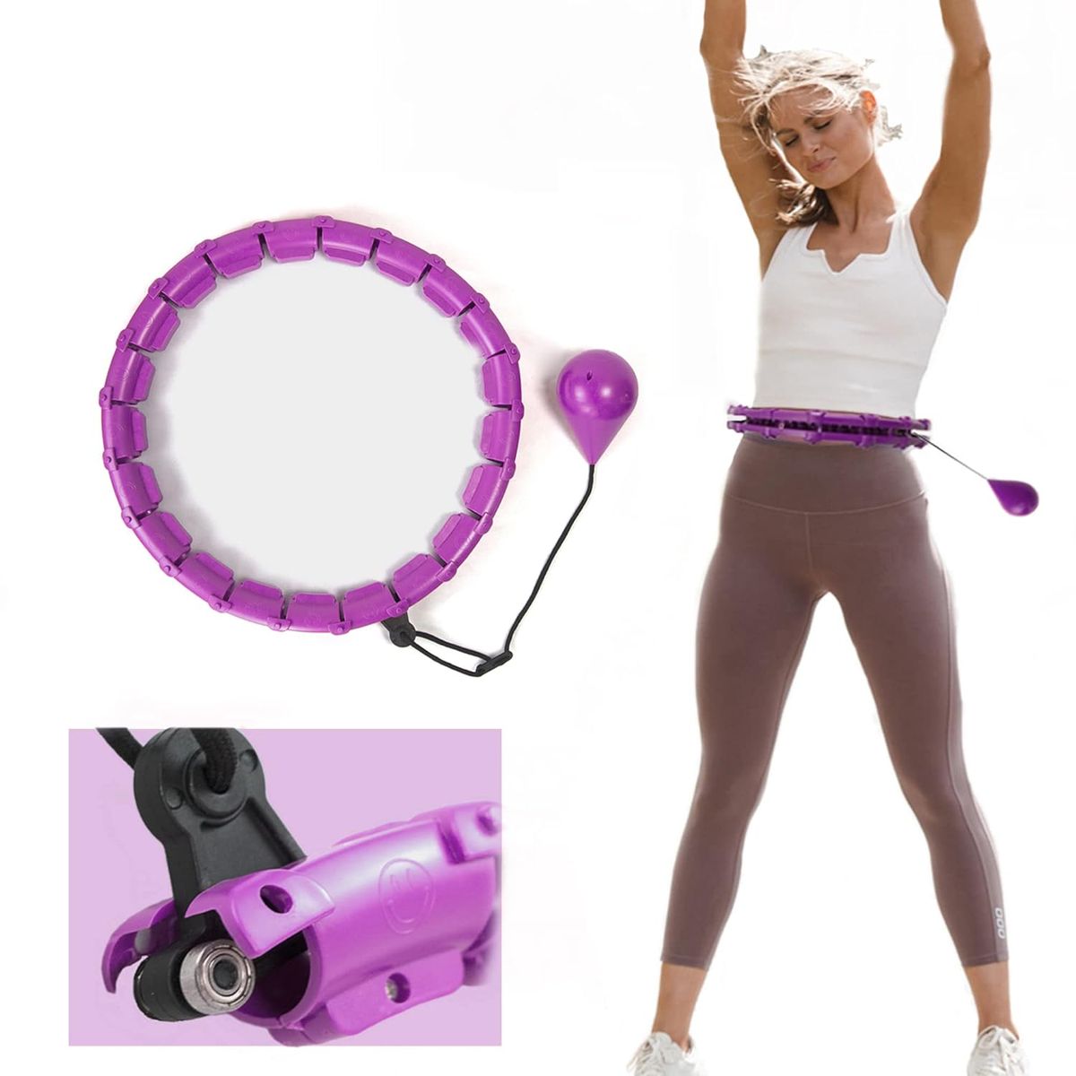 Pro-Sportz Smart Weighted Fitness Hula Hoop – Adjustable Auto-Spinning Waist Trainer