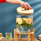 MHome 3.6L Glass Juice Dispenser with Wooden Base & Tap